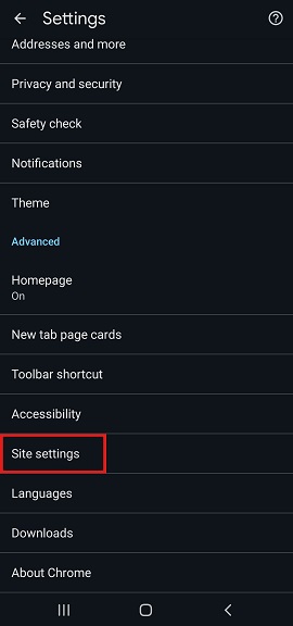 chrome site setting