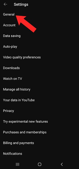 youtube general setting