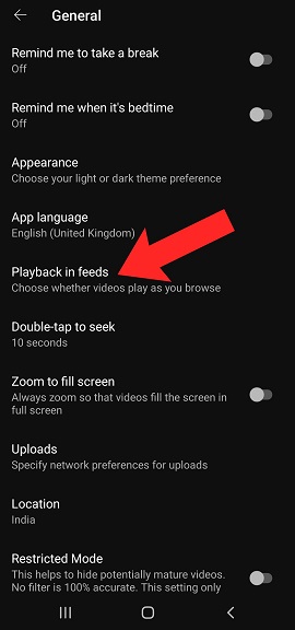 youtube playback in feed