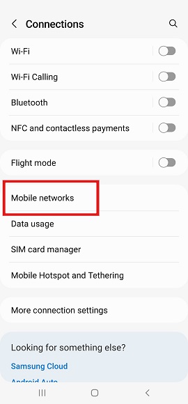 mobile network setting