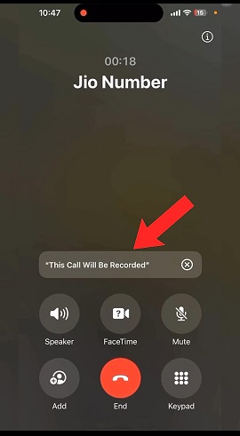 iphone call recording notfication