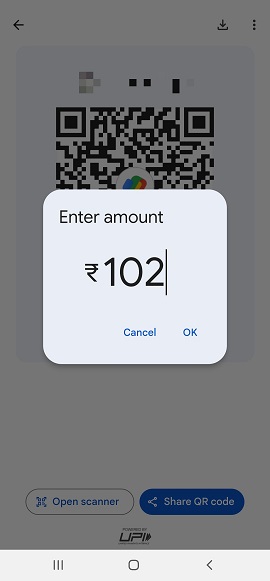 enter gpay receiving amount