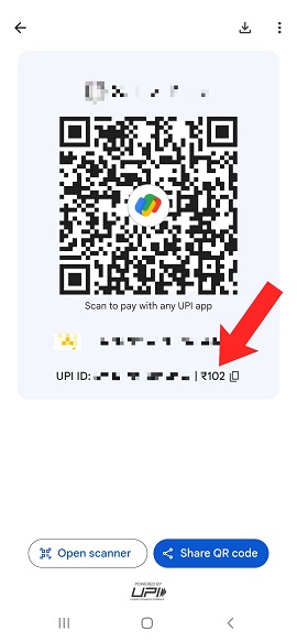 gpay qr generated with amount